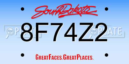 8F74Z2 South Dakota License Plate