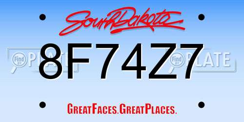 8F74Z7 South Dakota License Plate