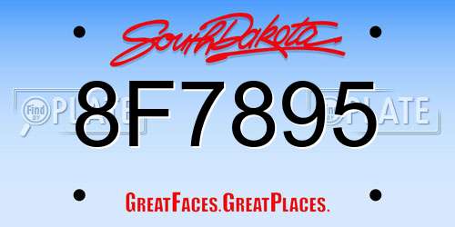 8F7895 South Dakota License Plate