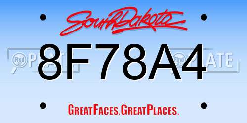 8F78A4 South Dakota License Plate