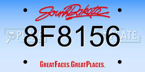 8F8156 South Dakota License Plate