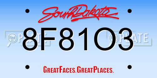 8F81O3 South Dakota License Plate