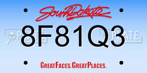 8F81Q3 South Dakota License Plate