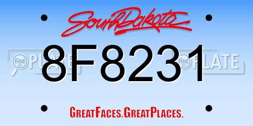 8F8231 South Dakota License Plate