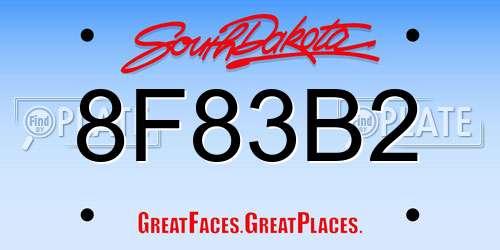 8F83B2 South Dakota License Plate