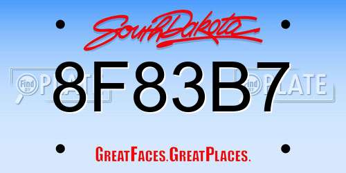 8F83B7 South Dakota License Plate