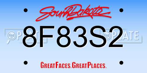 8F83S2 South Dakota License Plate