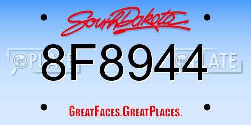 8F8944 South Dakota License Plate