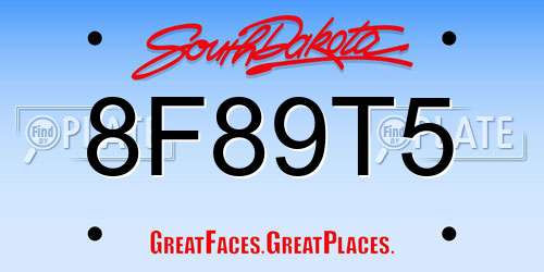 8F89T5 South Dakota License Plate