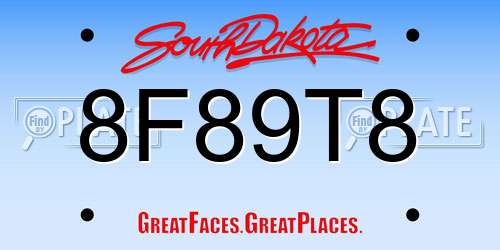 8F89T8 South Dakota License Plate