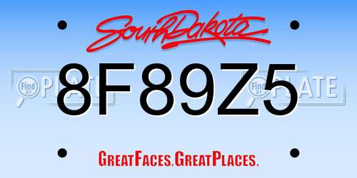 8F89Z5 South Dakota License Plate