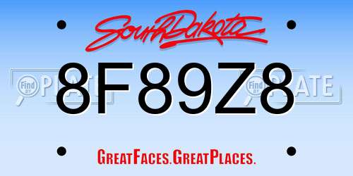 8F89Z8 South Dakota License Plate