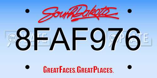 8FAF976 South Dakota License Plate