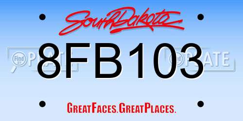 8FB103 South Dakota License Plate