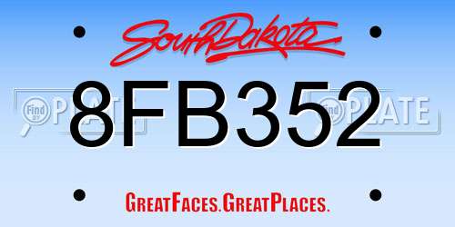 8FB352 South Dakota License Plate