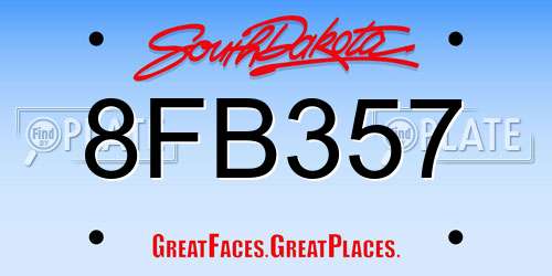 8FB357 South Dakota License Plate