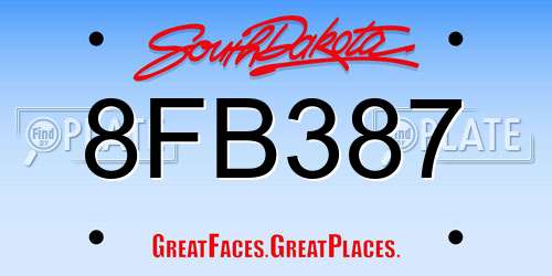 8FB387 South Dakota License Plate
