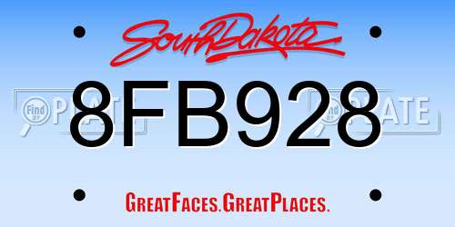 8FB928 South Dakota License Plate