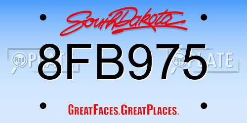 8FB975 South Dakota License Plate