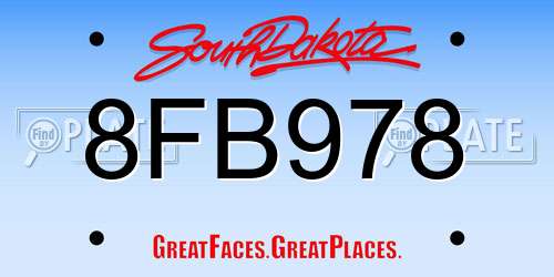 8FB978 South Dakota License Plate
