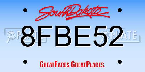 8FBE52 South Dakota License Plate