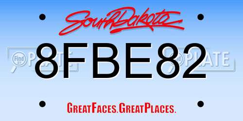 8FBE82 South Dakota License Plate