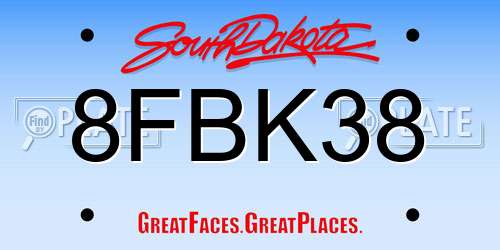 8FBK38 South Dakota License Plate
