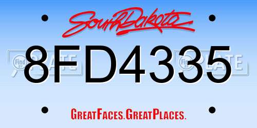 8FD4335 South Dakota License Plate
