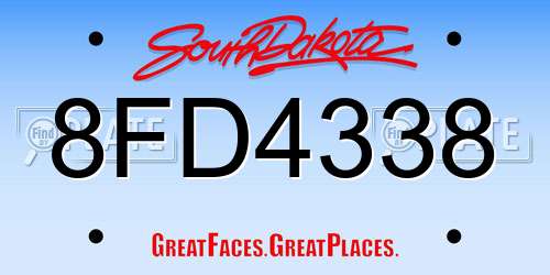 8FD4338 South Dakota License Plate