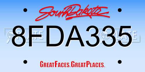 8FDA335 South Dakota License Plate