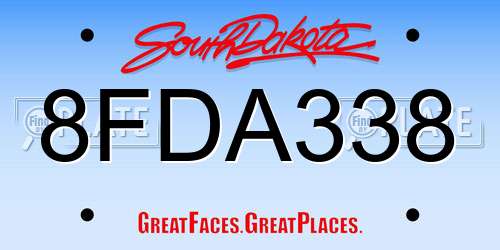 8FDA338 South Dakota License Plate