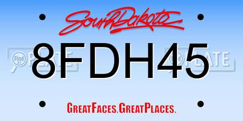 8FDH45 South Dakota License Plate
