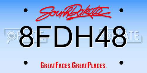 8FDH48 South Dakota License Plate