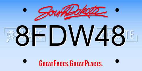 8FDW48 South Dakota License Plate
