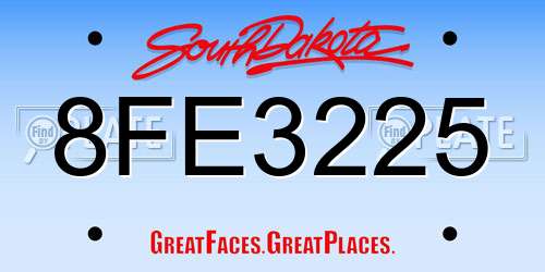 8FE3225 South Dakota License Plate