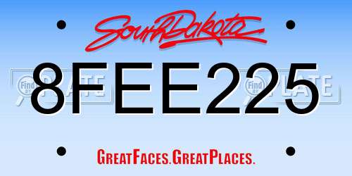 8FEE225 South Dakota License Plate