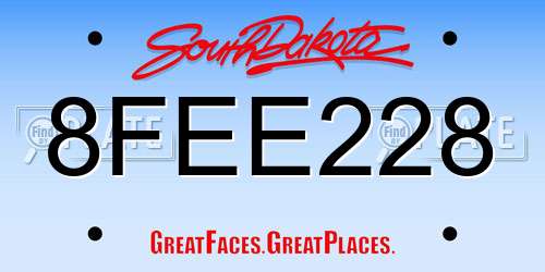 8FEE228 South Dakota License Plate