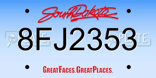 8FJ2353 South Dakota License Plate