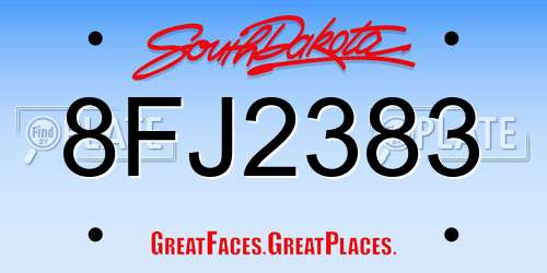 8FJ2383 South Dakota License Plate