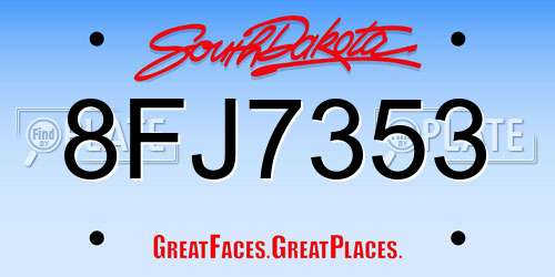 8FJ7353 South Dakota License Plate