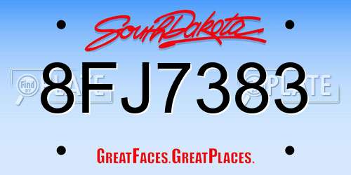 8FJ7383 South Dakota License Plate