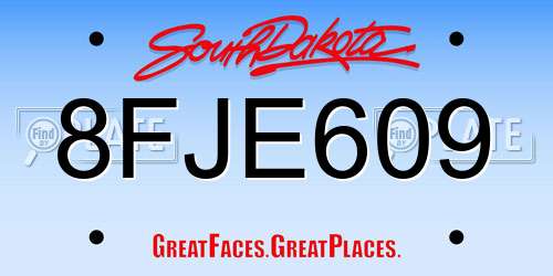 8FJE609 South Dakota License Plate