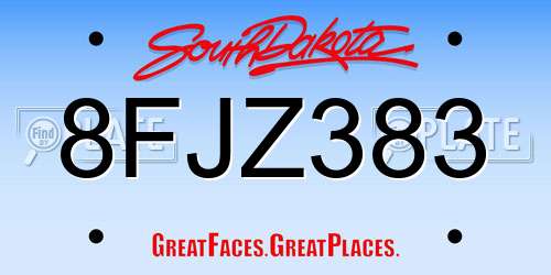 8FJZ383 South Dakota License Plate