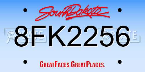 8FK2256 South Dakota License Plate