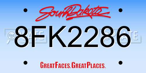 8FK2286 South Dakota License Plate