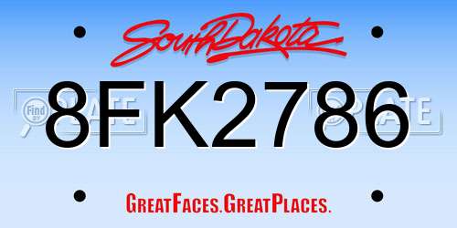 8FK2786 South Dakota License Plate