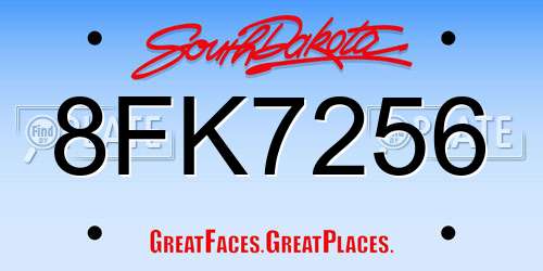 8FK7256 South Dakota License Plate