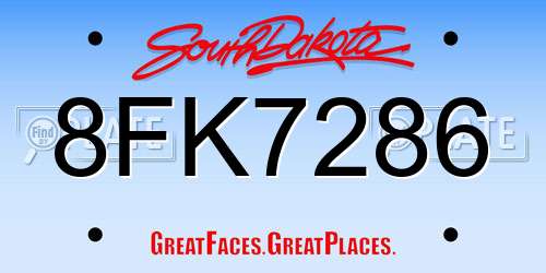 8FK7286 South Dakota License Plate