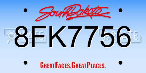 8FK7756 South Dakota License Plate