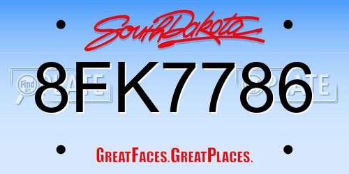 8FK7786 South Dakota License Plate